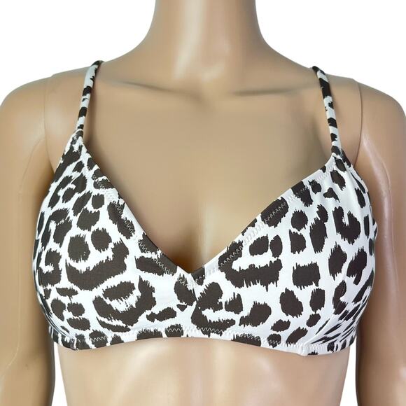 New J. Crew Leopard Print Padded Cross Over Bikini Top - Picture 2 of 6